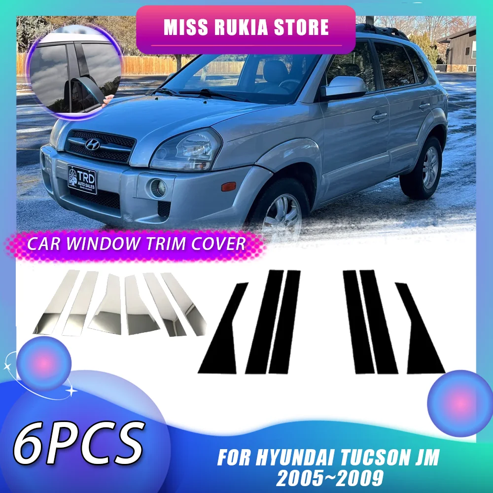 

Car Window Trim Cover for Hyundai Tucson JM 2005~2009 2006 Carbon Fiber Silver Pillar Posts Door Decal Part Sticker Accessories