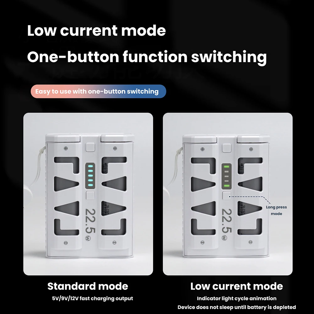 22.5W Fast-Charging Power Bank Case, 2×21700 DIY Battery Compartment, Dual-Mode Power Bank Case Supporting Low-Current Charging