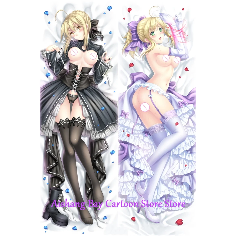 Dakimakura Anime Pillow Cover Saber Seduce Beautiful Women With Giant Breasts Double Sided Print Life-size Body Decoration