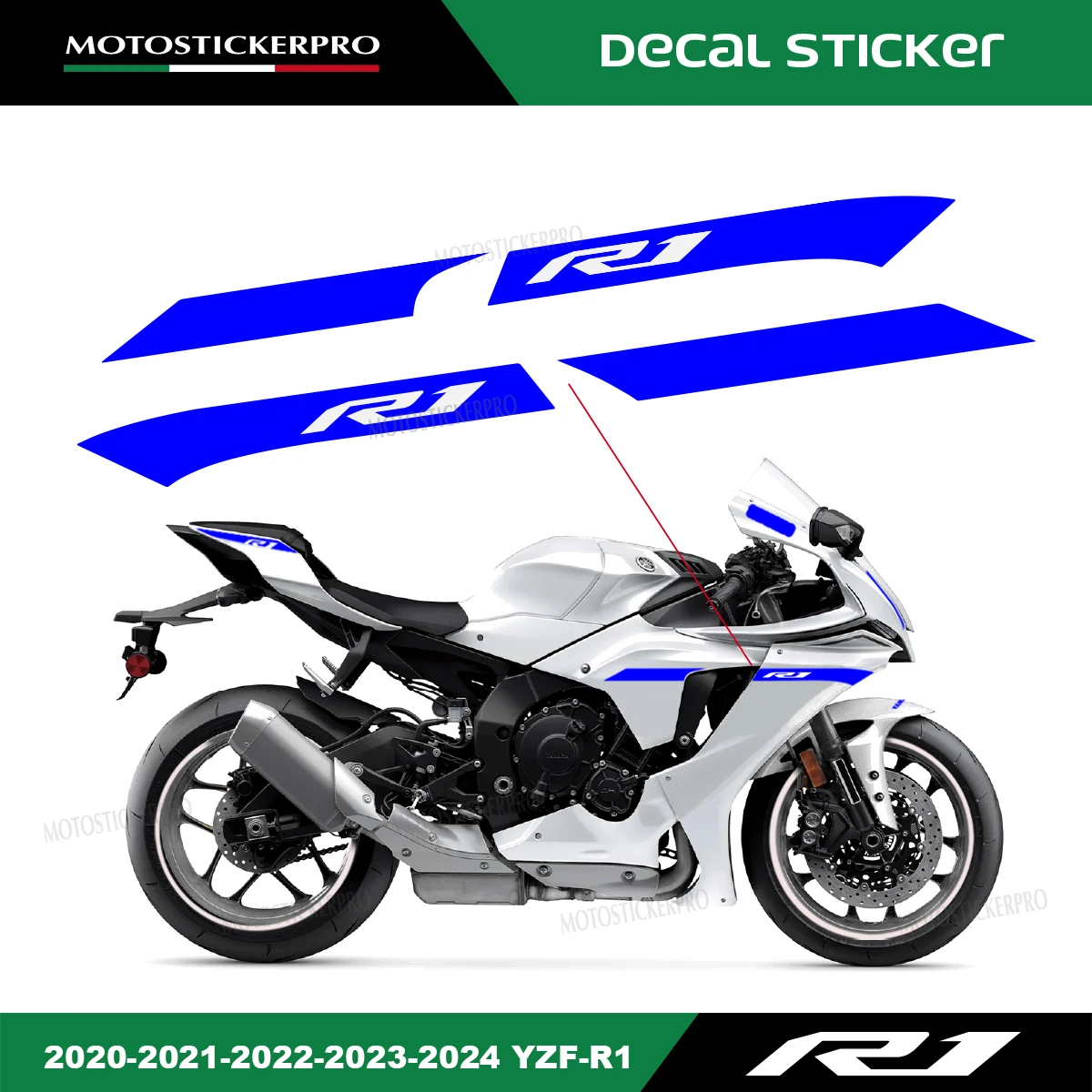 

Stickers for YZF-R1 2020 2021 2022 2023 2024 reproduction decals Stickers kit YZF R1 Motorcycle Left Right Fairing Stickers