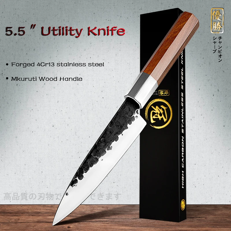 Handmade Chef Knife 5.6 inch High Carbon 4cr13 Steel Petty Utility Japanese Kitchen Knives Hammer Forged Home Tools Christmas