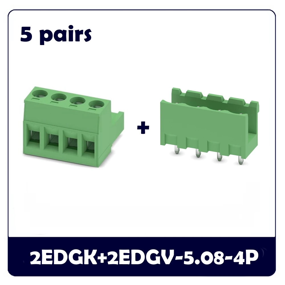 5PCS 4pin 2EDGR 2EDGV 2EDGK 2EDGRC 2EDGVC 5.08 4P Pluggable PCB Header Terminal Block Connector