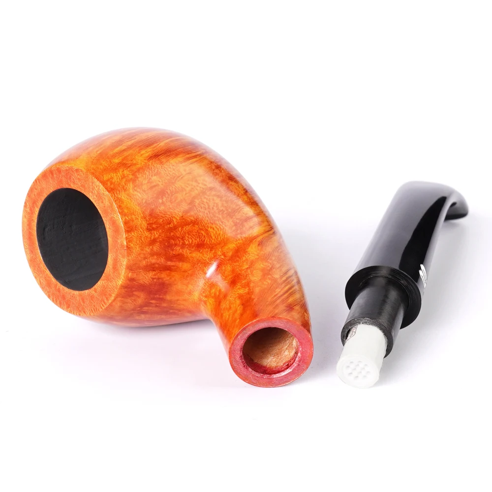 Classic SherlocksHolmes tobacco pipe handmade briar wood pipe curved handle acrylic pipe mouthpiece 9mm pipe channel pipe gift