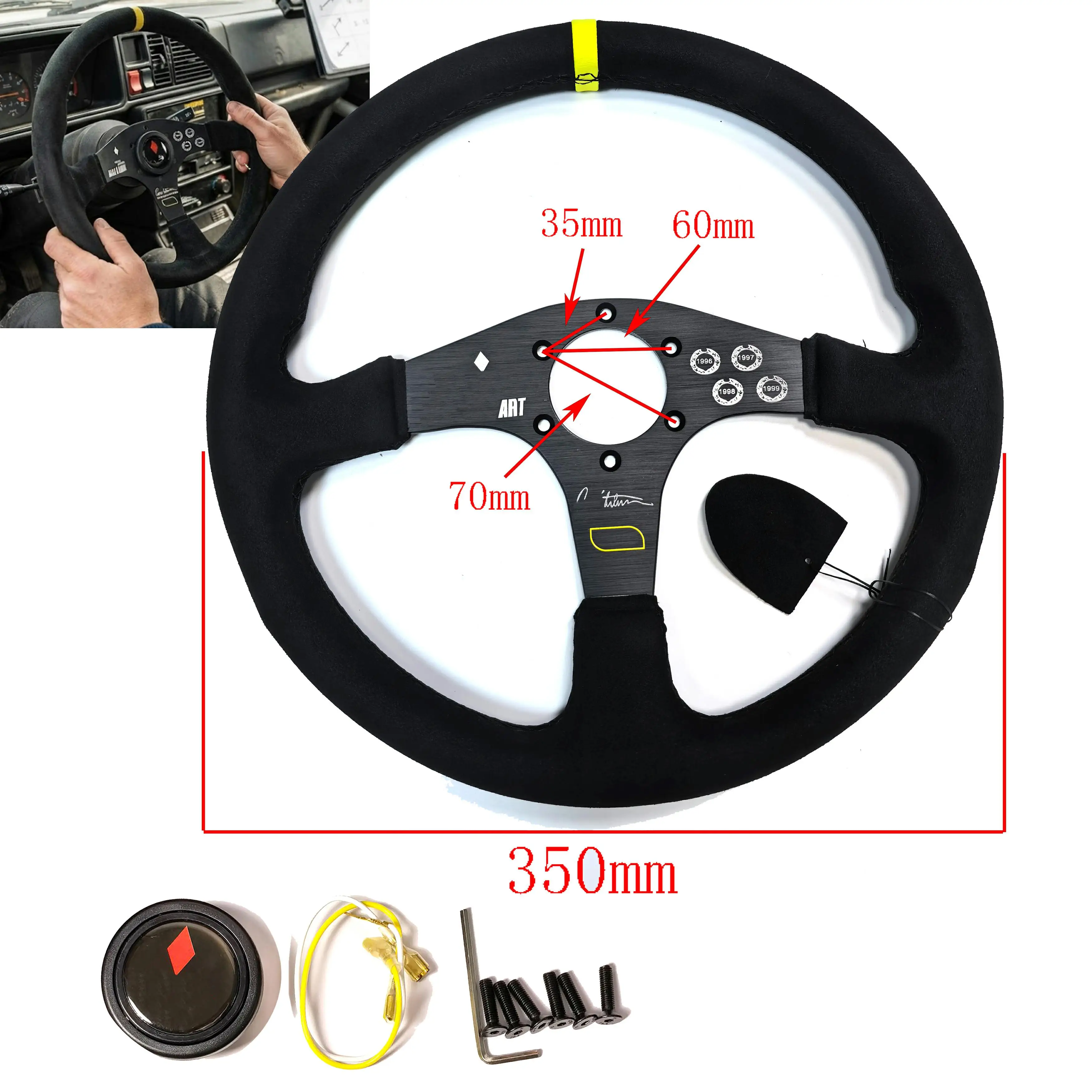 Suede Steering Wheel 350mm Universal Racing 14inch JDM Ralliate Turning Sport Car Steering Wheels