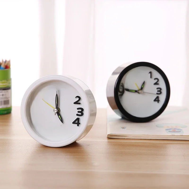 Réveil rond carré, petite Table silencieuse, réveil, réveil Portable alimenté par batterie