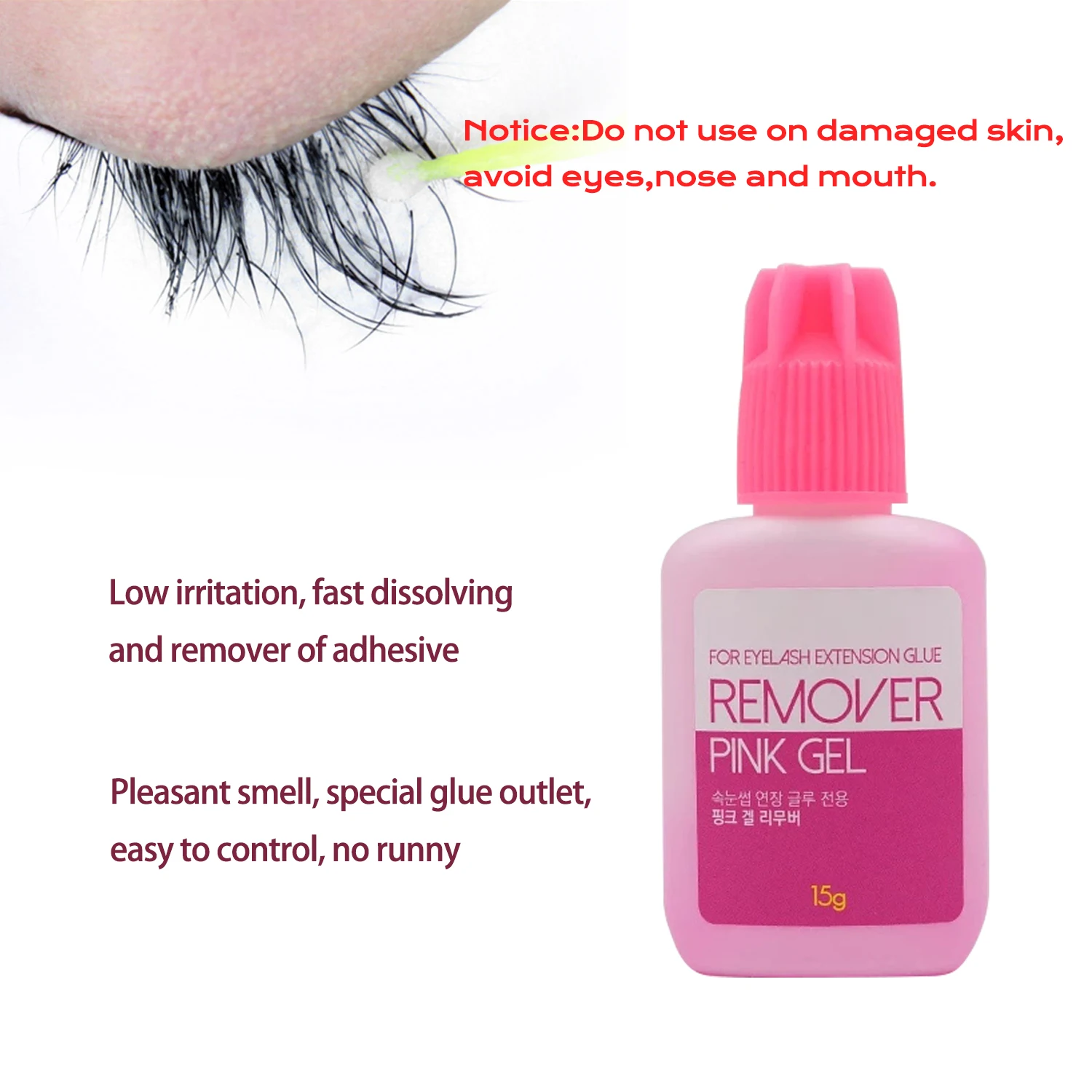 10 Pcs Sky Pink Gel Eyelash Remover Korea Best Quickly Dissolves Adhesive 15g No Residue Eyelash Extension Professional Remover