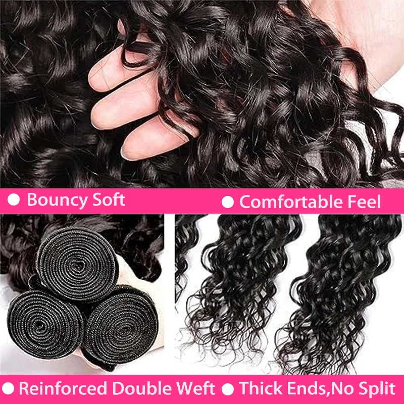 Bundles de cheveux humains Deep Wave, 100% cheveux humains non transformés, support et faisceaux ondulés, tissage bouclé profond, extensions de cheveux humains