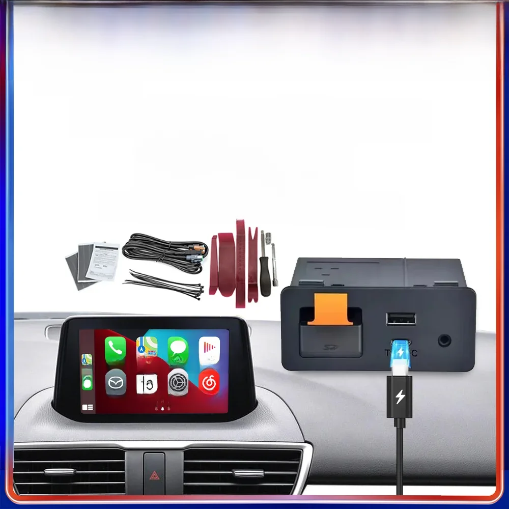 Type-C Bedrade Draadloze CarPlay Android Auto USB Adapter voor Mazda 2 3 6 CX3 CX5 CX8 CX9 MX5 Demio Miata TK78669U0C Retrofit Kit - afbeelding 2
