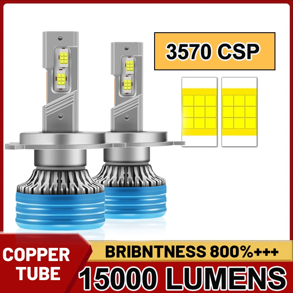 

2pcs LED HeadLight Bulbs Canbus NO Error 150W CSP Chip Hi/Lo Beam H4 6000K White Auto Light High Lumen 15000LM