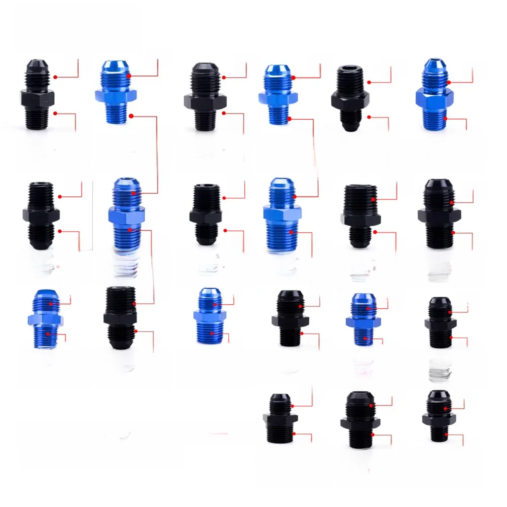 Adaptateur universel de tuyau de carburant droit, raccord fileté AN4 AN6 AN8 AN10 AN12 à 1/8NPT 1/4NPT 3/8NPT 1/2NPT 3/4NPT