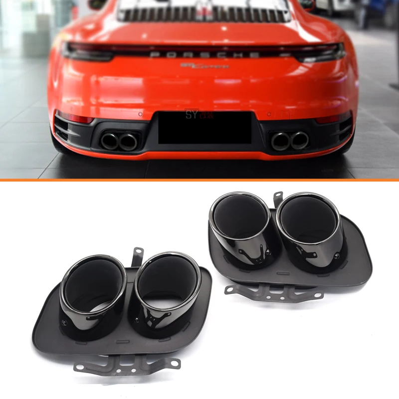 Quad Car Exhaust Tip For Porsche 992 Carrera 2/4 /S /4S 304 Stainless Steel Muffler Tip Tailpipe Exhaust System Nozzle Tips