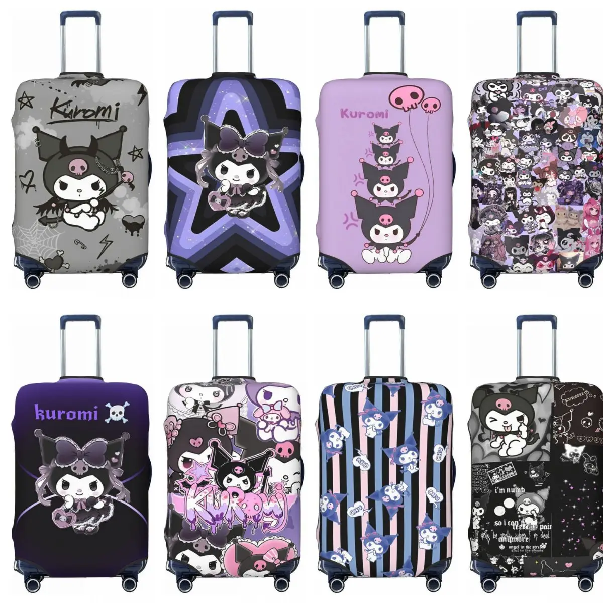 

Kawaii Cartoon Kuromi Suitcase Cover Flight Business Useful Luggage Supplies Protector