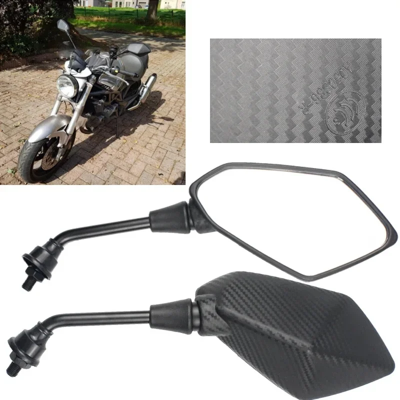 AliExpress NONE 2Pcs/Pair Motorcycle Mirror Scooter E-Bike Rearview Mirrors Electrombile Back Side Convex Mirror 8mm 10mm Carbon Fiber