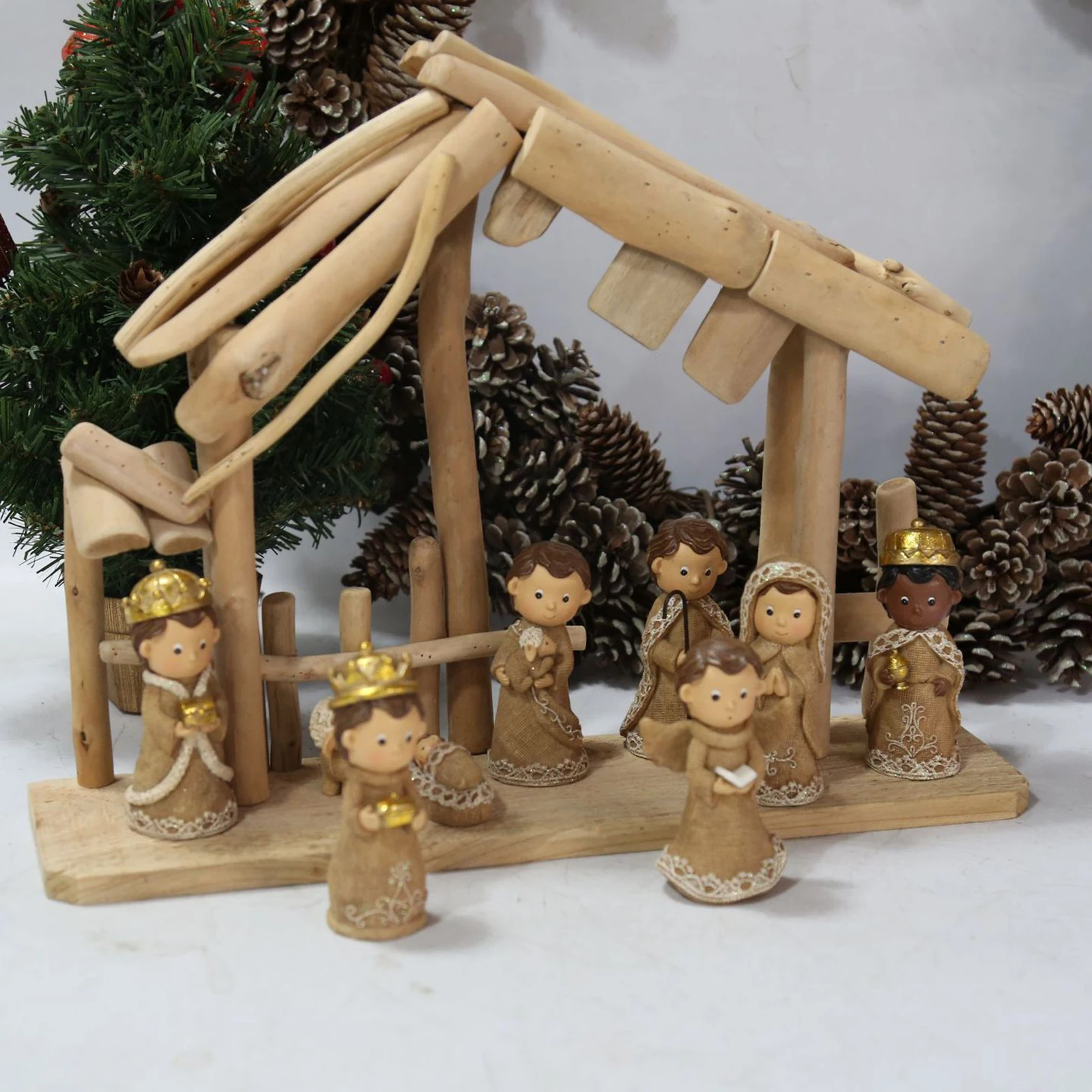 النمط الأوروبي عيد الميلاد الراتنج مدير الديكور مدير خشبي مستقر في الهواء الطلق مشهد المهد للمنزل سطح المكتب عطلة حفلة هدية #2