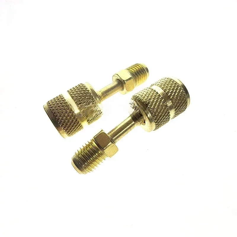 2 szt. Adapter klimatyzacji męski 5/16 "SAE żeński 1/4" SAE dla R410 R32 Adapter naprawa klimatyzacji fluork — zdjęcie 2