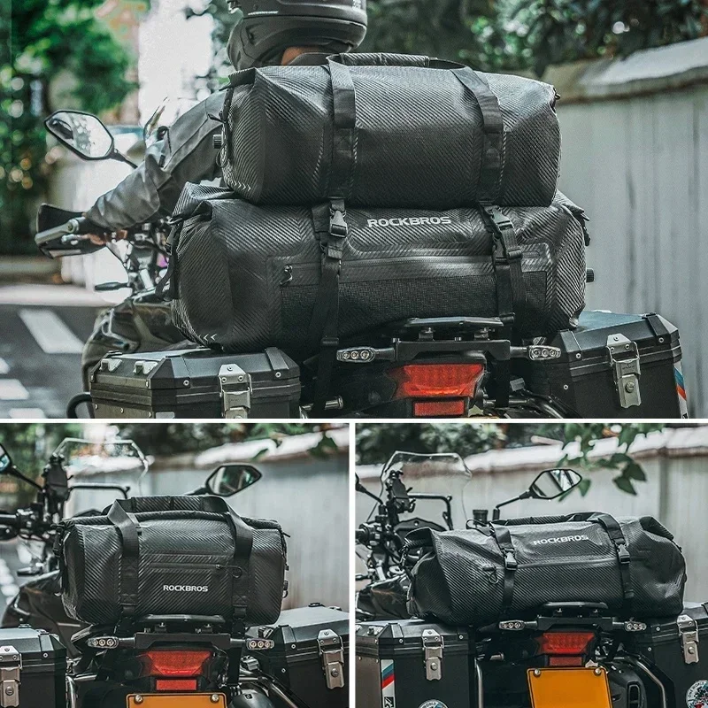 AliExpress UK ROCKBROS Waterproof Motorcycle Pannier PVC 20L-60L Tail Bag Travel Rear Seat Luggage Bag Multiple