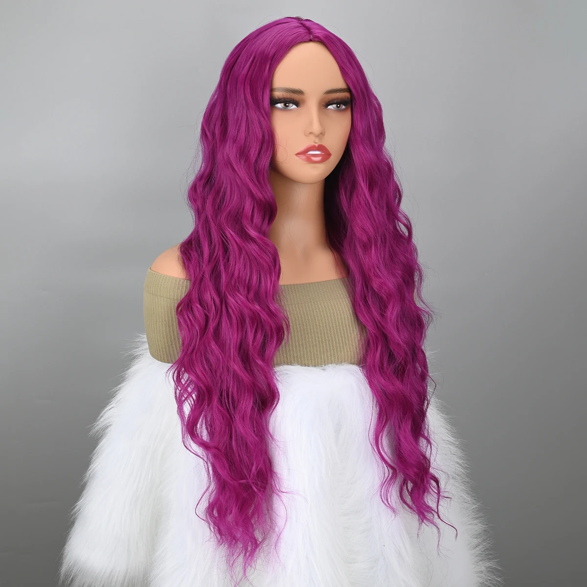 Perruques Synthétiques sulfOndulées pour Femme, Perruques de Coiffure, Violet Moyen, Fibre Ultraviolette Résistante à la Chaleur, Cosplay