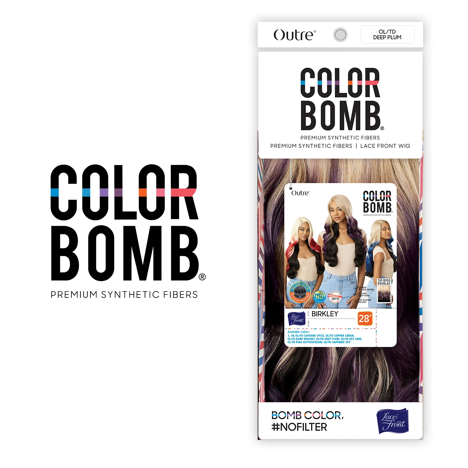 Outre HD Lace Front Peruca Sintética Sem Cola Color Bomb Birkley