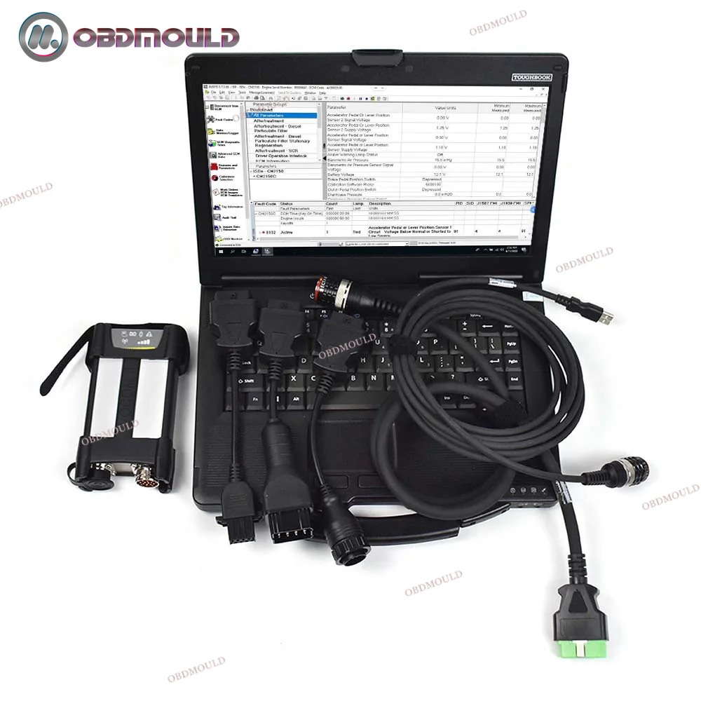 Untuk for-Volvo Vocom II 88894000 88890300 VOCOM 2 peralatan teknologi Kit diagnostik truk + CF53 perangkat lunak Laptop