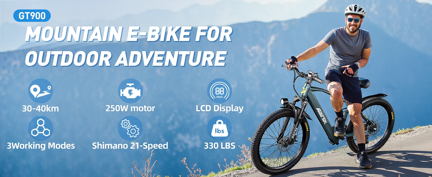 Aairsk GT900 26" All-Terrain E-Bike, 36V 13Ah Akku, 40-60KM Reichweite, 21-Gang 250W Offroad-E-Bike mit NFC-Smart-Lock & Doppel-Federung, Erwachsenen-Mountain-E-Bike 25KM/h – Detail 1