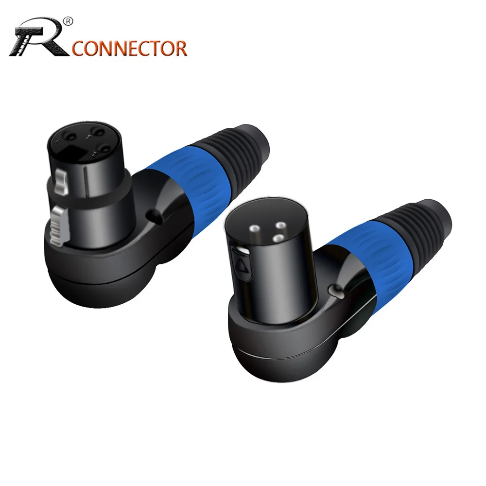 1pc Right Angle 3Pin XLR Male/Female Microphone Plug Audio Cable Connector Multi-Directional Solder Adapter Wire Connectors