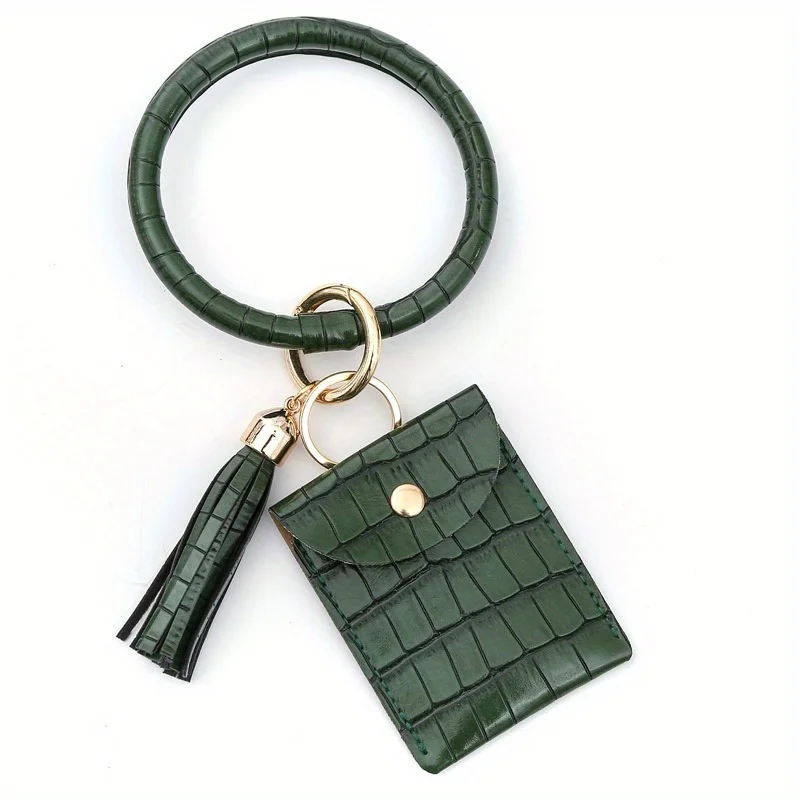 1pc of a Coin Wallet with a Crocodile Pattern, Card Bag, Key Case, a Bracelet, a Keychain, And a PU Fringe Pendant