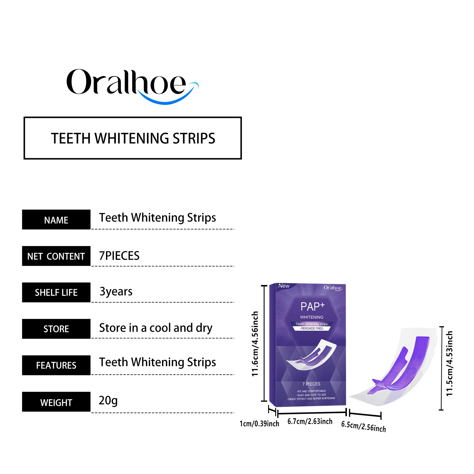 Oralhoe 7 قطعة شرائط تبييض الأسنان إزالة البلاك الأصفر ابتسامة مثالية النعناع الطازجة التنفس بيروكسيد شرائط تبييض الأسنان الحرة #6