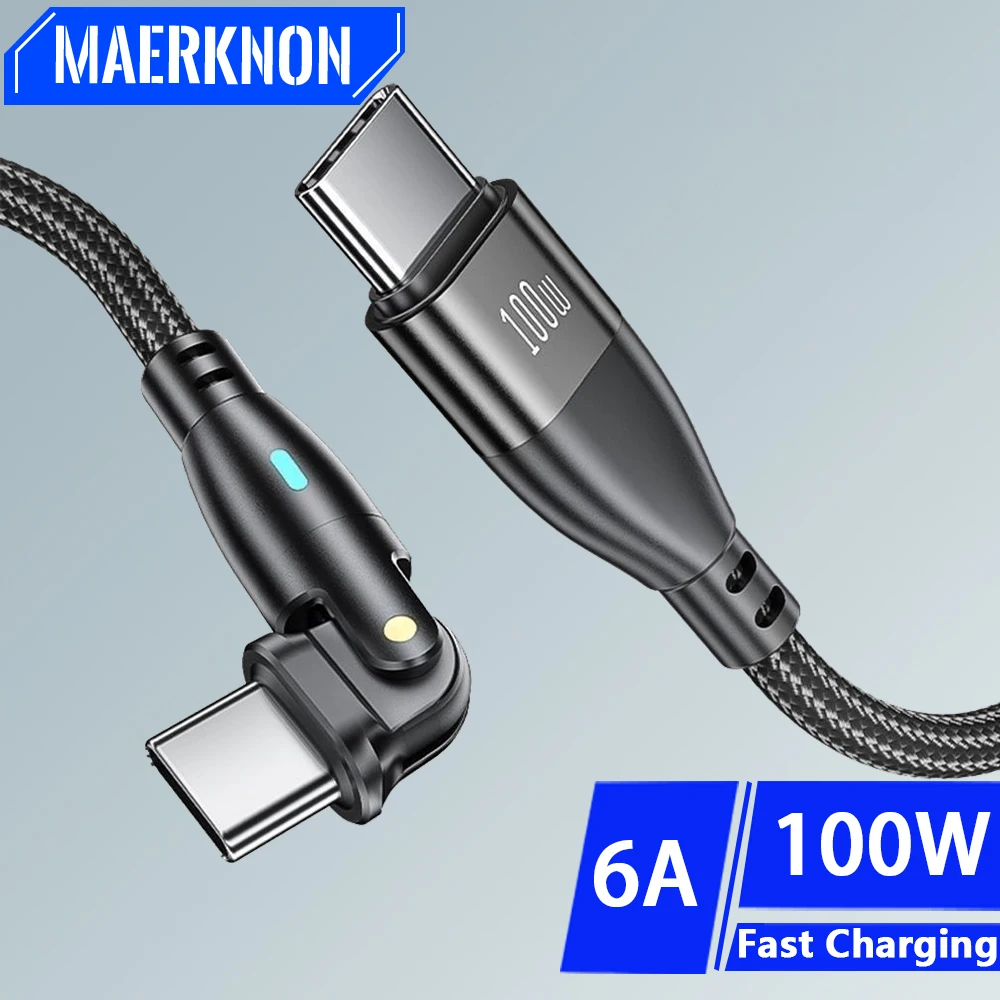 PD 100W USB C To Type C Cable Fast Charging Cable 180 Degree Rotation Elbow Cable For Samsung S22 Huawei Xiaomi 13 USB C Cable