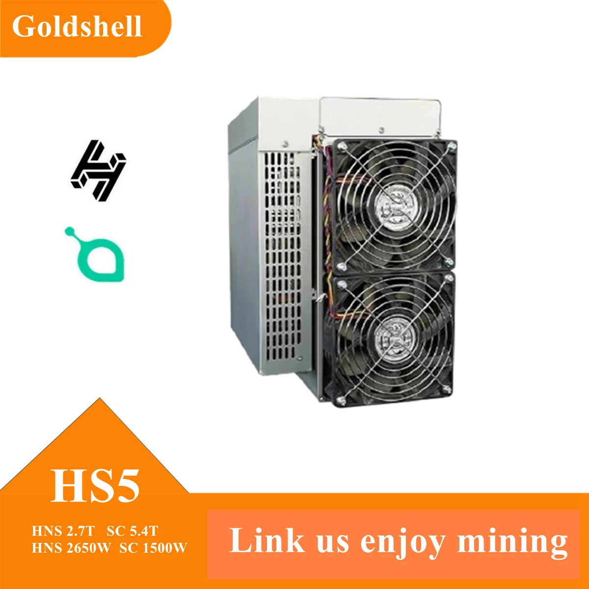 

Goldshell HS5 2.7Th/S 2650W SC 5.4T 1500W Power Supply Included Asic Miner