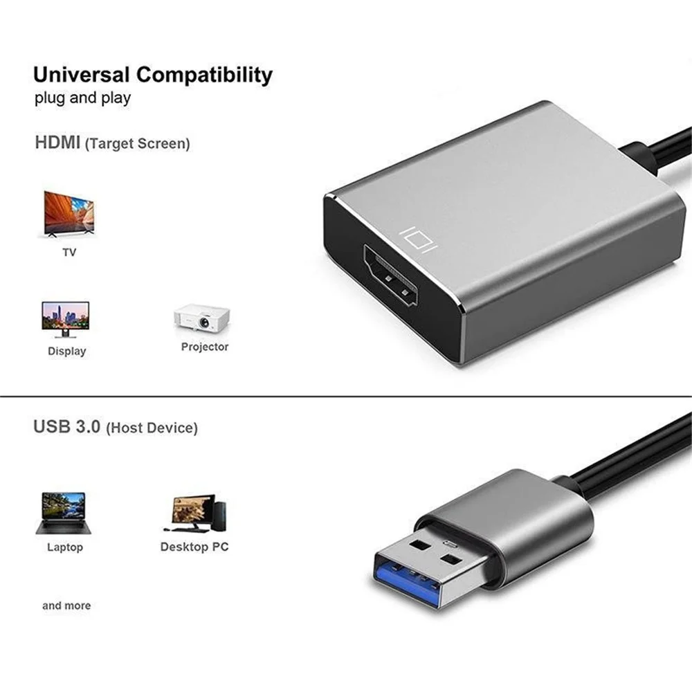 Konwerter USB na HDMI Adapter typu C VGA Komputer Zewnętrzny monitor HD Line TV Projektor — zdjęcie produktu 4