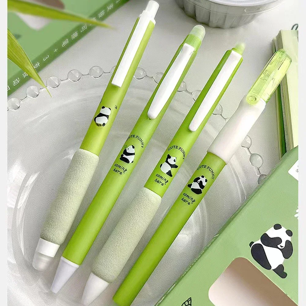 4 Stück niedlichen Panda lösch bare Gel schreiber, 0,5mm blau/schwarz Soft Grip Signature Stifte für