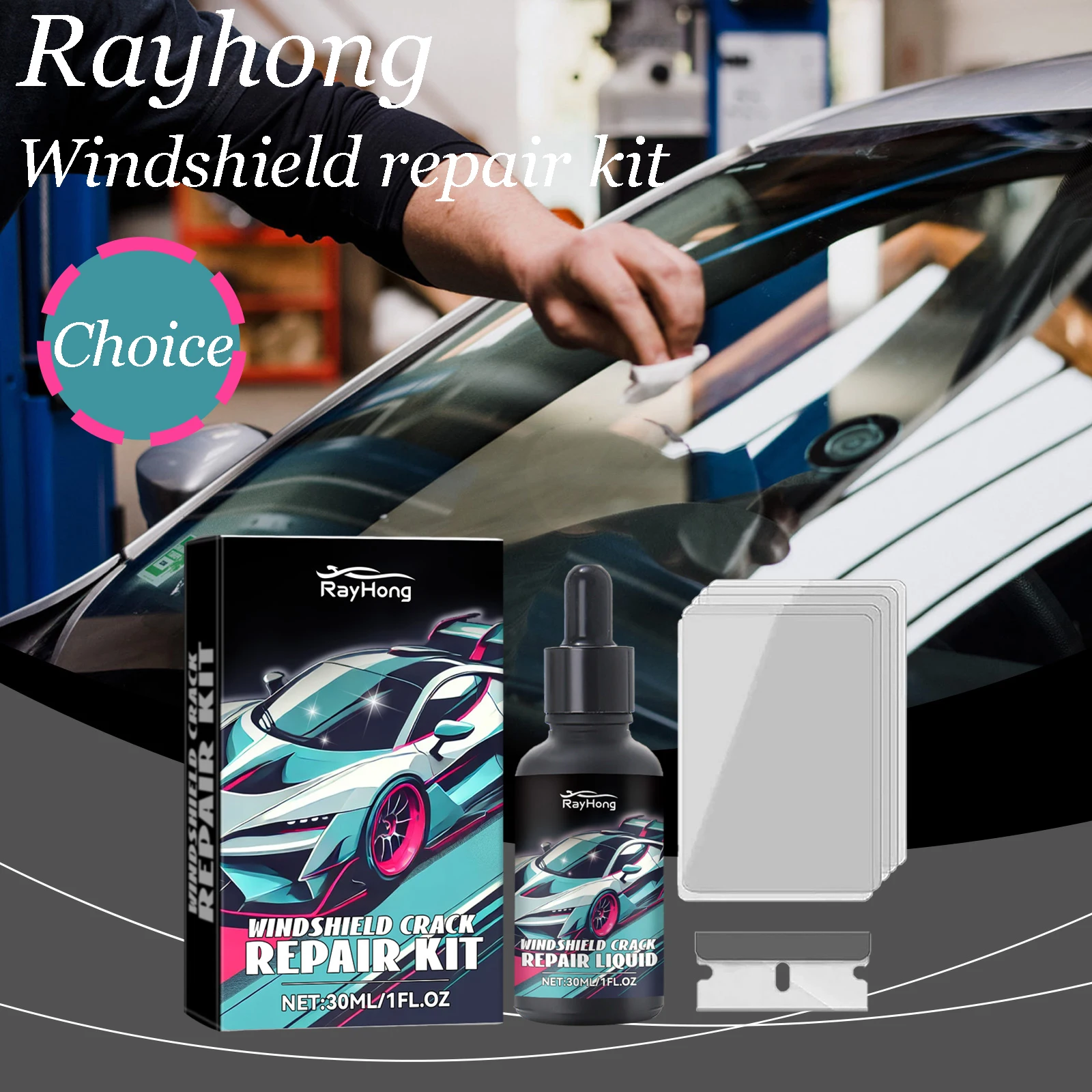

30 мл комплект для ремонта лобового стекла, очистка грязи, ремонт треснутого стекла, удаление царапин, быстросохнущий, улучшает безопасность, набор для ремонта лобового стекла