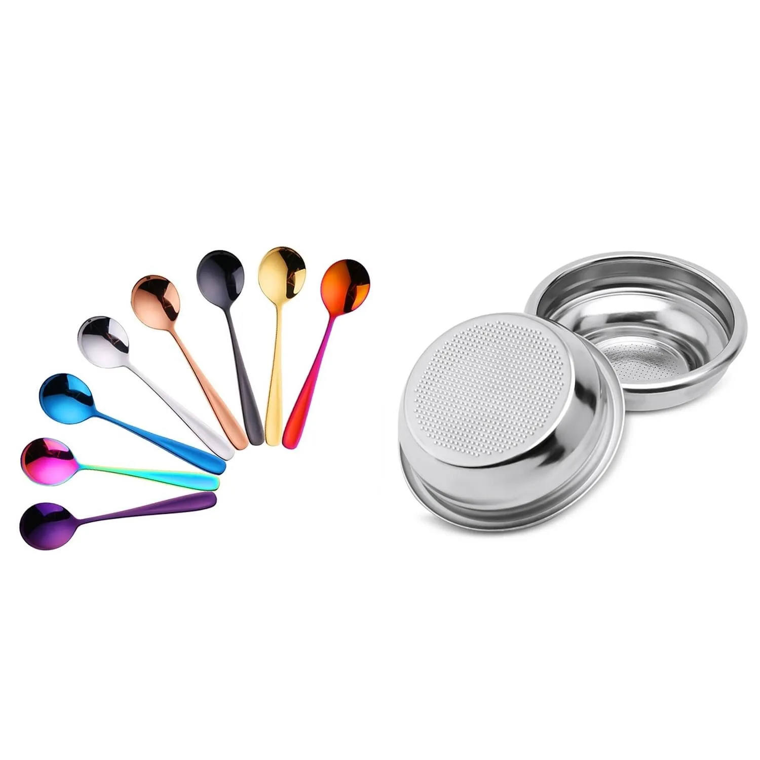 

Soup Spoons Stainless Steel, Metal Round Soup Spoon & 54Mm Portafilter Filter Basket, Stainless Steel Coffee Filter Basket, Mult