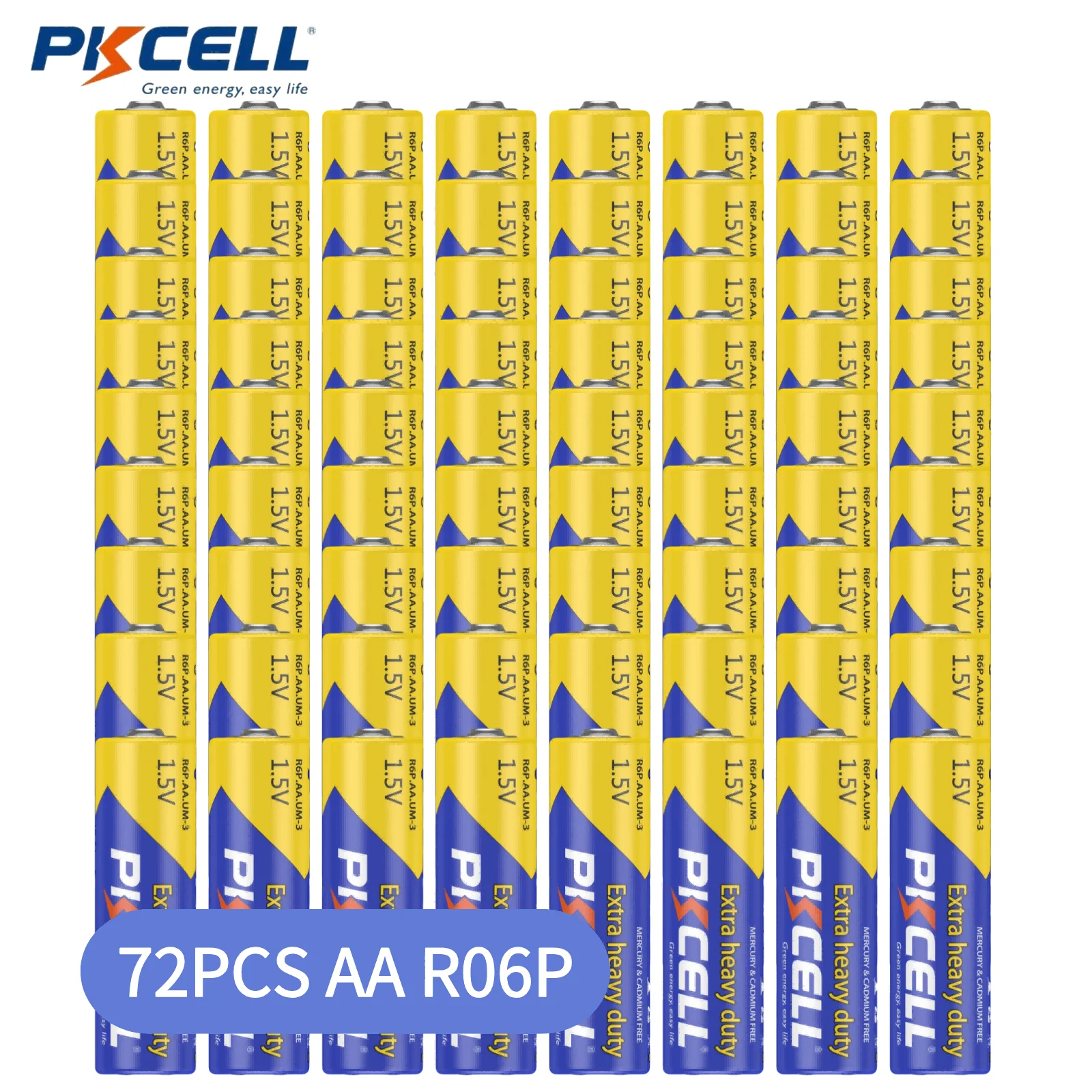 72PCS PKCELL AA Batteries 1.5V R6P UM3 Heavy Duty Batteries AA R6P Zinc Chloride Battery For Keyboards Clock Toys Remote Control