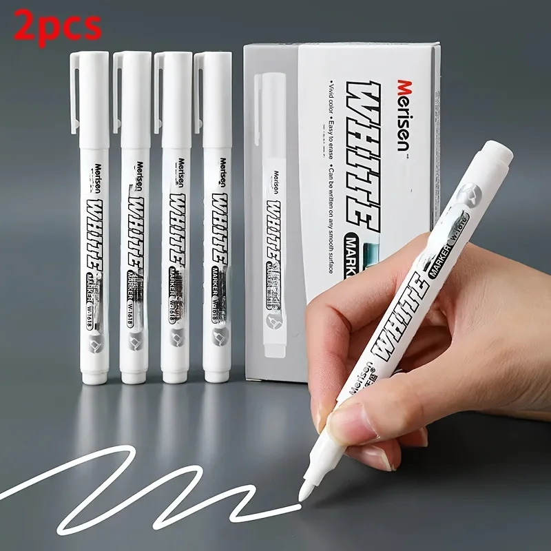 

2 white paint waterproof markers for DIY graffiti, wood, glass, painting, faux leather and ledger markers birthday gifts