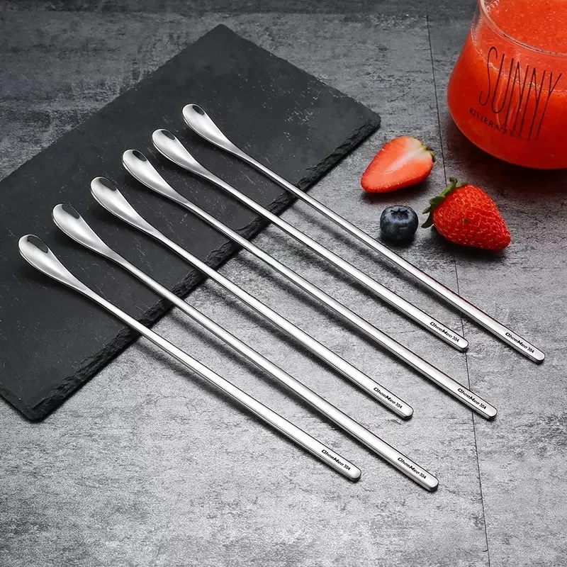 Cuillères à café à Long manche cuillère à remuer 304 cuillères en acier inoxydable cuillères à crème glacée cuillère à barre d'agitation cuillère à Cocktail outils de Bar