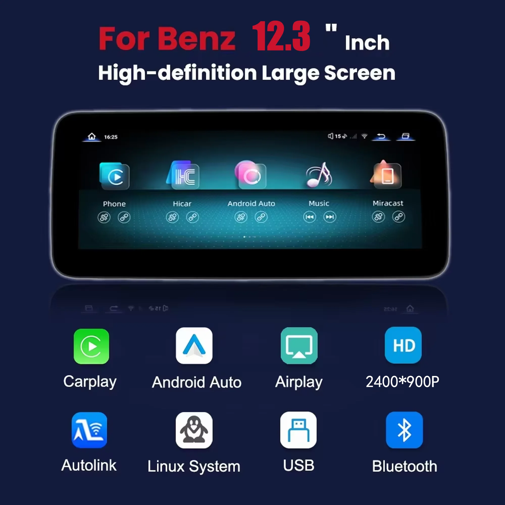 Pantalla multimedia con sistema Linux de 12,3"/10,25" para automóviles, con conexión inalámbrica a CarPlay y Android Auto, compatible con los modelos Benz Clase B W245 y W246 de 2011 a 2018, con sistema NTG4.5 y NTG5.0, radio para automóvil, Bluetooth y GPS.