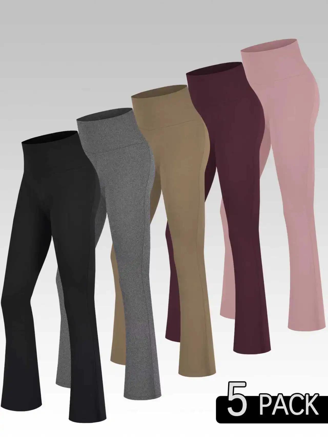 

5 упаковок женских супермягких брюк-клеш с высокой талией — доступны в 2 цветах, мягкие расклешенные брюки с контролем живота YOGA