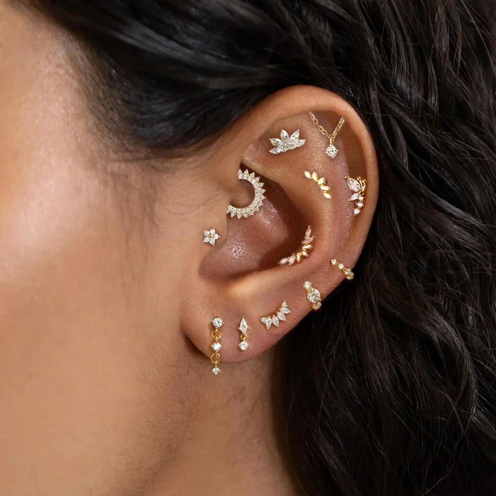 Aide 925 Sterling Silver 1 szt. Geometria Multi Piercing stadniny kolczyki dla kobiet K złoto prosta elegancka biżuteria z frędzlami prezent Pendiente — zdjęcie 2