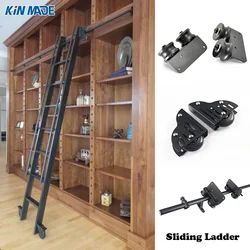Kinmade 3.3ft  6.6ft Rustic Black Round Tube Sliding Barn Library Ladder Track Kit (VAT NOT INCLUDED)