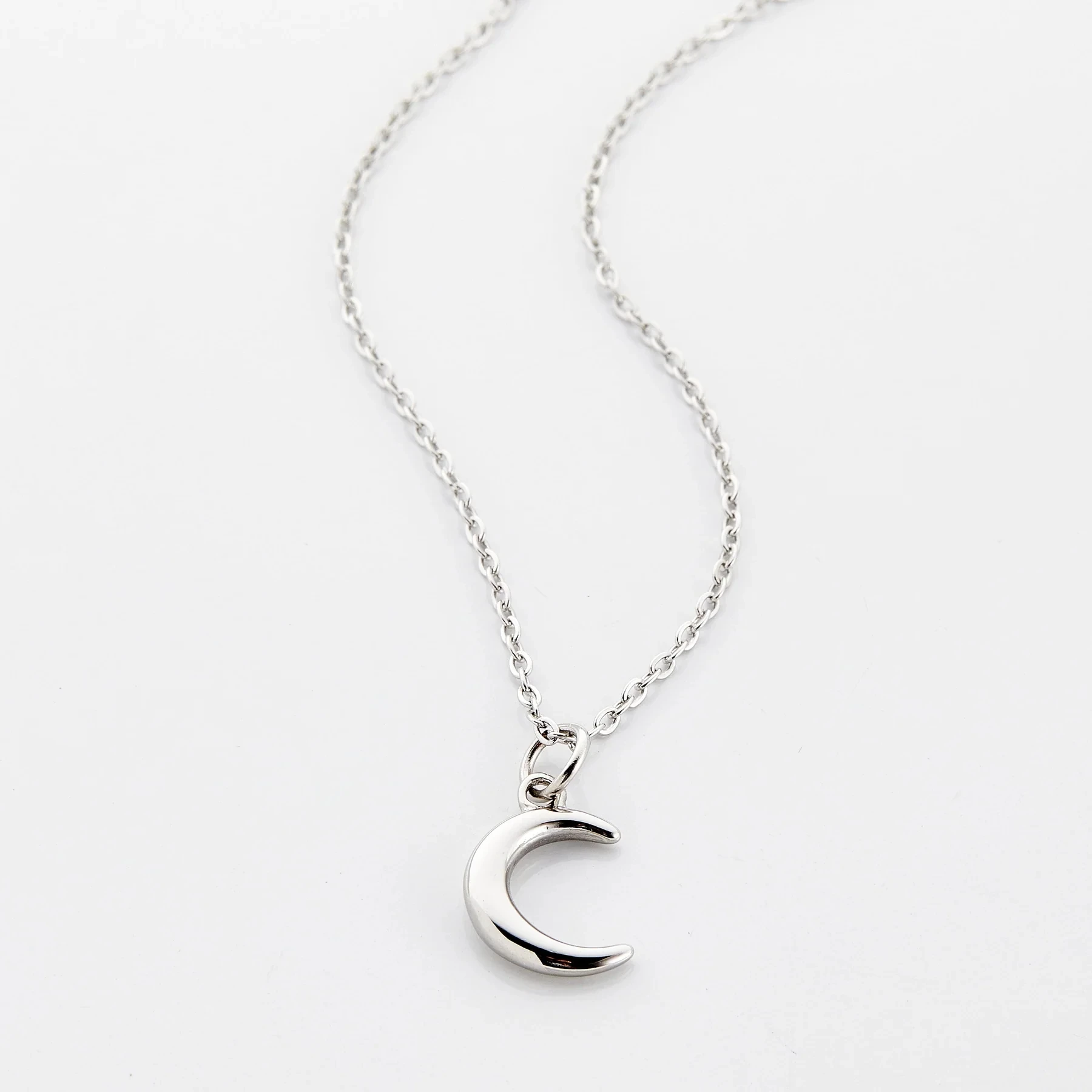 Allah Allah Three Dimensional Moon Necklace Stainless Steel Muslim Souvenir Women's Everyday Pendant Best Eid Gift For Women