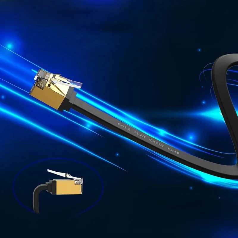 Kabel Ethernet CYANMI CAT8 40 Gb/s Kabel Ethernet CAT 6 Sieć Lan do PC Modem Laptop PS 5 Router RJ45 Płaski kabel Ethernet Cat 8 — 2