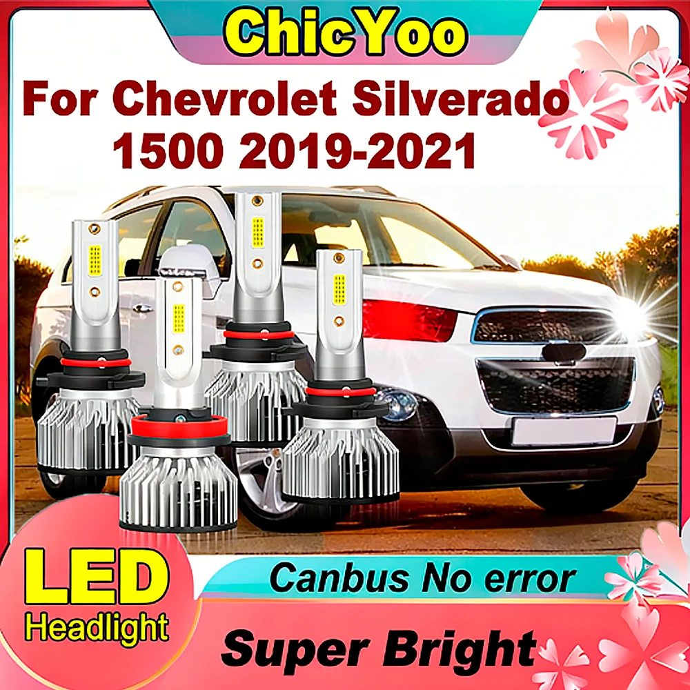 

6000K White High Low Beam Car LED Headlight Bulbs Canbus No error Turbo HeadLamp 12V For Chevrolet Silverado 1500 2019 2020 2021