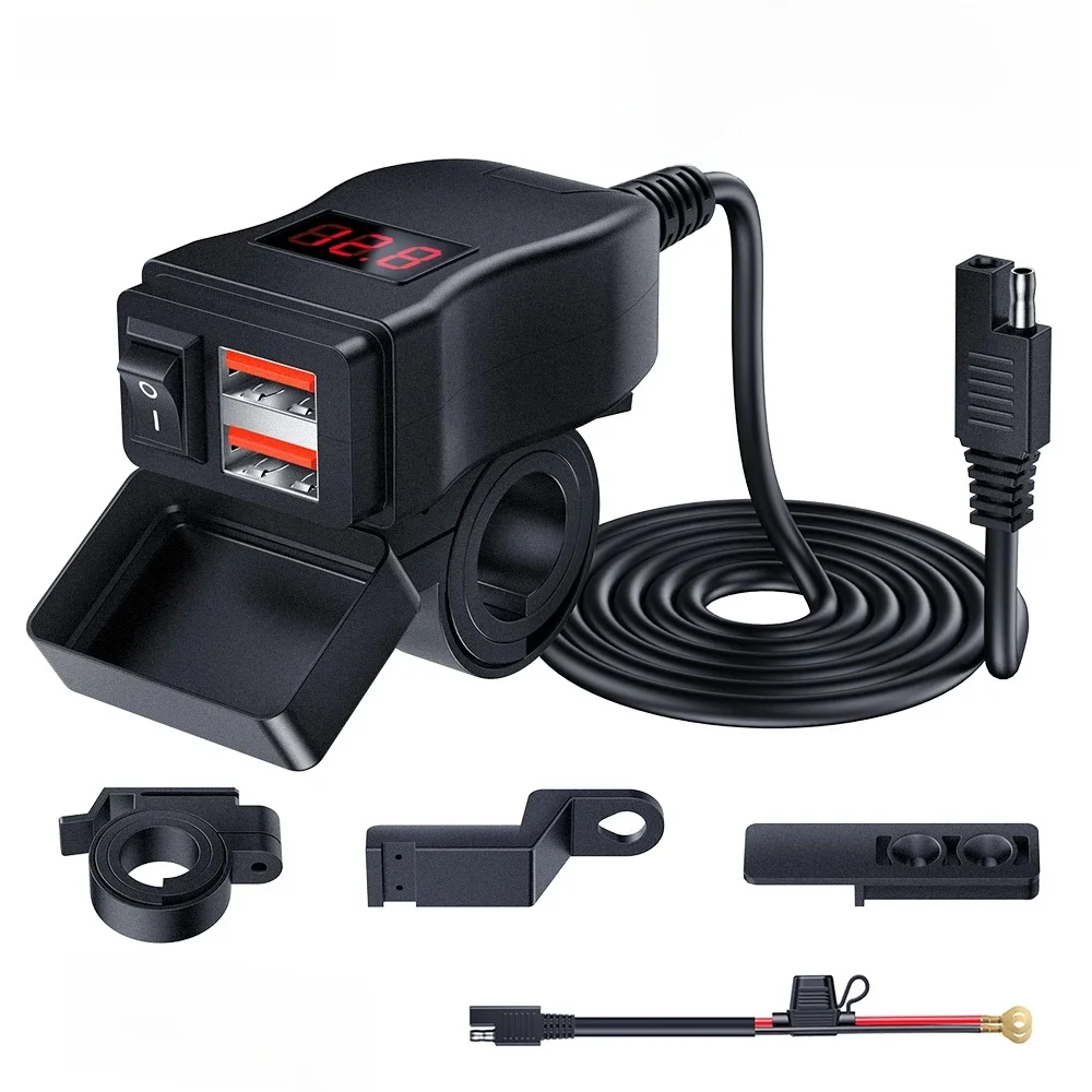 Anchtek – chargeur étanche monté sur véhicule pour Moto, adaptateur 12V pour téléphone, Ports USB PD, Charge rapide 3.0 avec interrupteur, accessoire de Moto