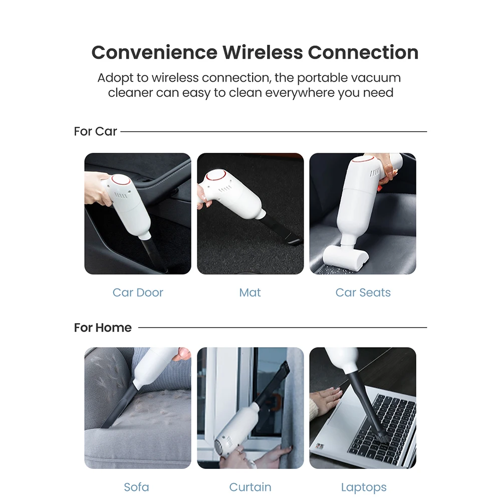 Azkmoo เครื่องดูดฝุ่นไร้สายแบบพกพา, เครื่องดูดฝุ่นไร้สายขนาดเล็กแรงสูง9000PA สำหรับทำความสะอาดคีย์บอร์ดโซฟาโซฟาทำความสะอาดเดสก์ท็อป