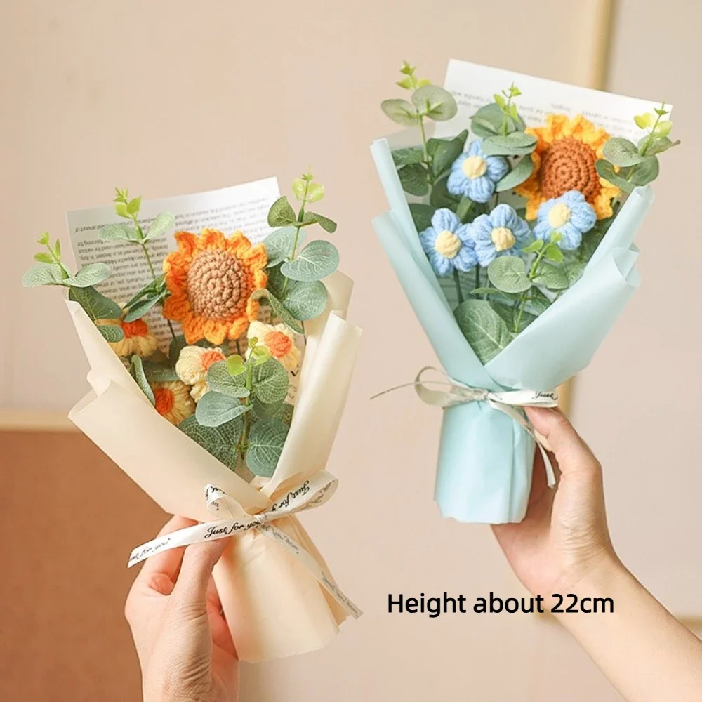 Künstlicher Blumenstrauß Gehäkelte Ewige Blumen Handgefertigter Abschlussstrauß Vatertag Geburtstagsgeschenk Jubiläumsgeschenk – Detail 1