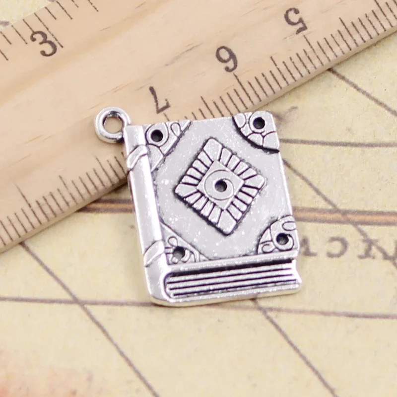 10 sztuk Charms Book Holy Bible 23x19mm tybetański srebrny kolor wisiorki antyczne tworzenie biżuterii DIY Handmade Craft — zdjęcie 2