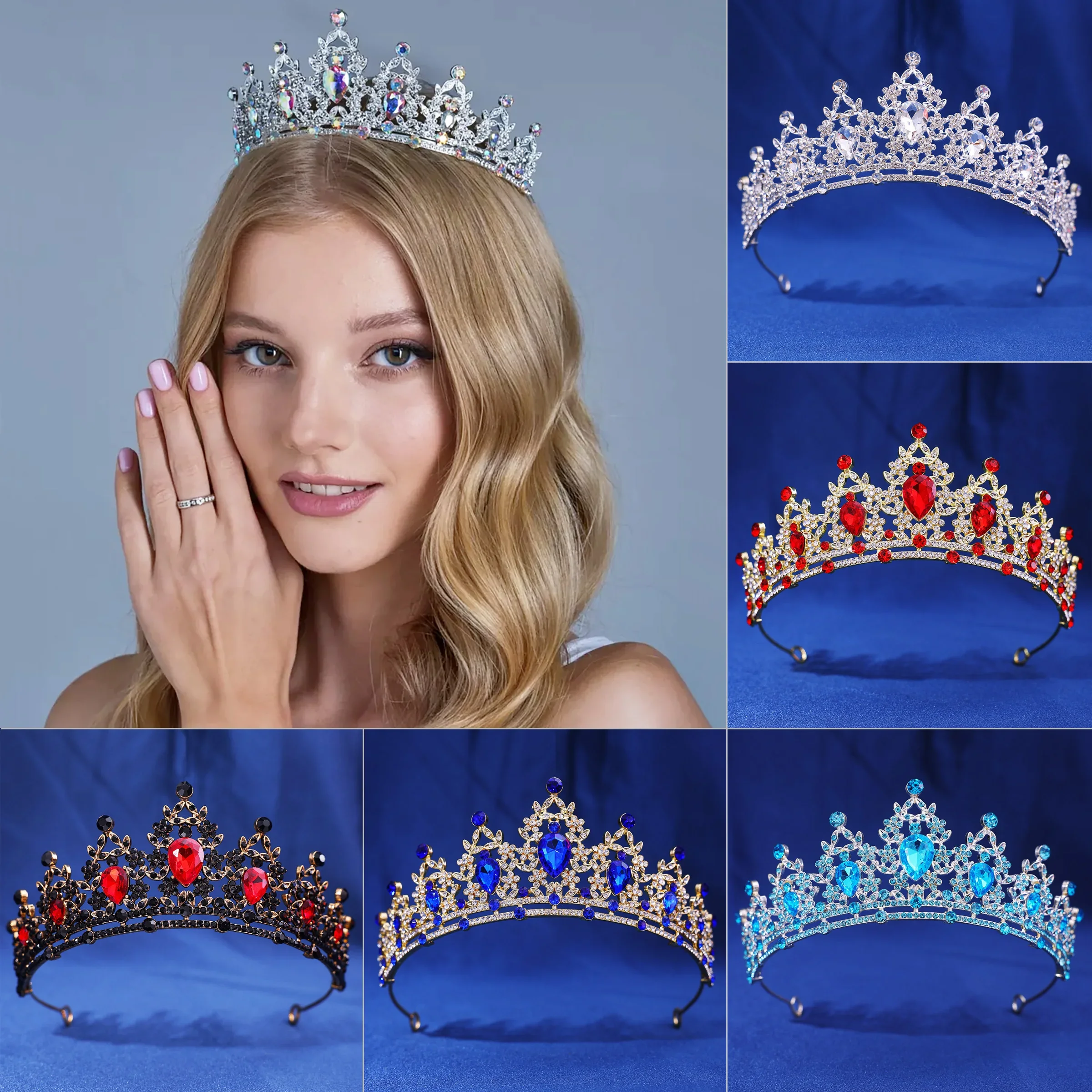 Fashion Crystal Rhinestone Tiaras And Crowns Diadems Headbands For Women Bride Wedding Hair Accessories Jewelry Band