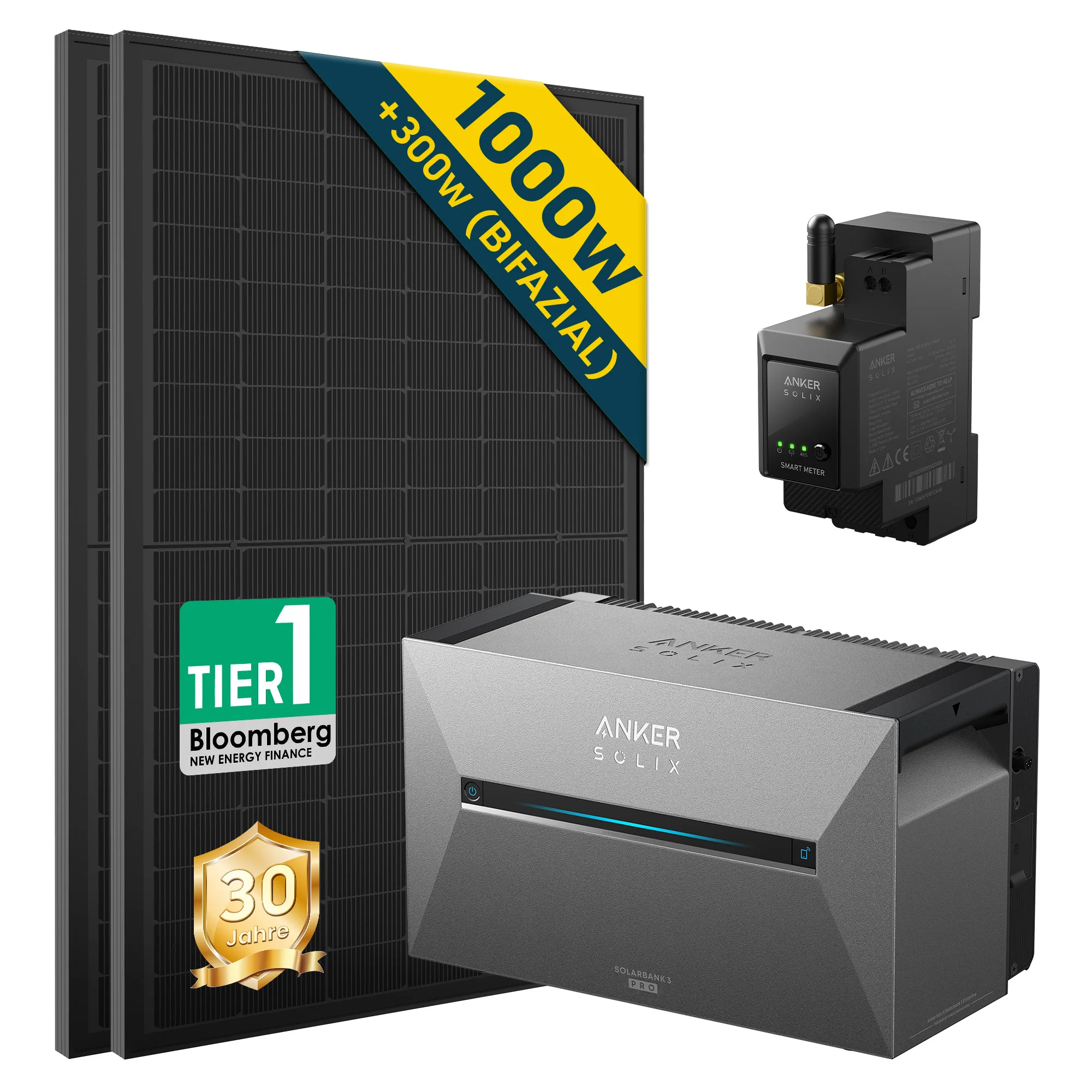 Anker SOLIX E2700 3 Pro 2.7kWh + solar panel 2x500W solar modules + smart meters
