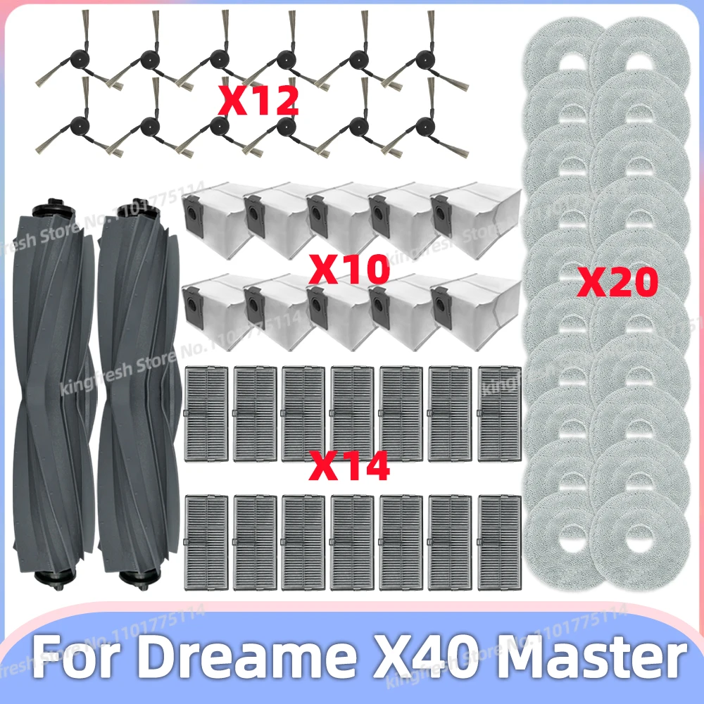 Compatible For ( Dreame X40 Master ) Vacuum Parts Main Roller Side Brush Hepa Filter Mop Cloth Dust Bag Accessories